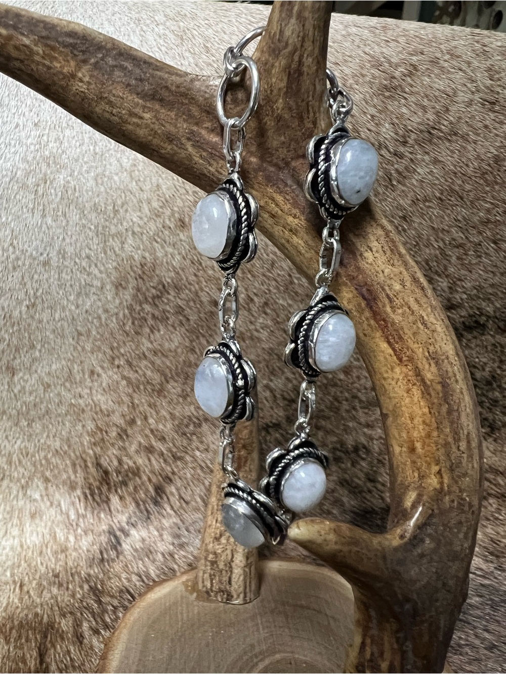 Sterling Silver Moonstone Link Bracelet